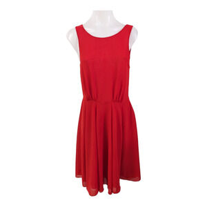 French Connection Sz 6 Winter Spells Shift Dress Scarlet Red Chiffon Sleeveless